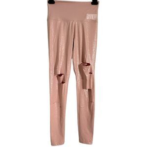 Victoria's Secret Cut Out Sparkly Leggings Pink Size XS High‎ Waisted Metallic